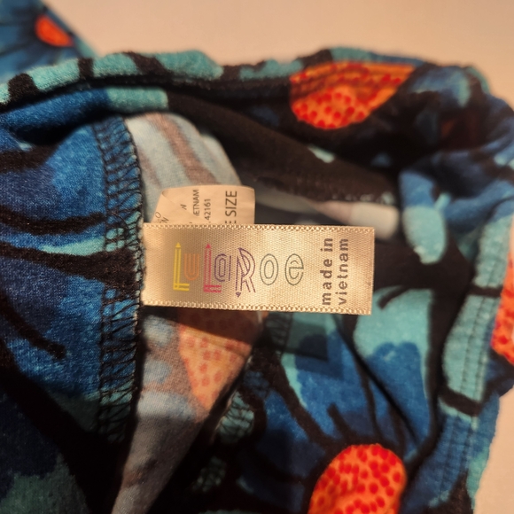 ☀️LuLaRoe Blue and Orange Floral Leggings - Picture 3 of 3